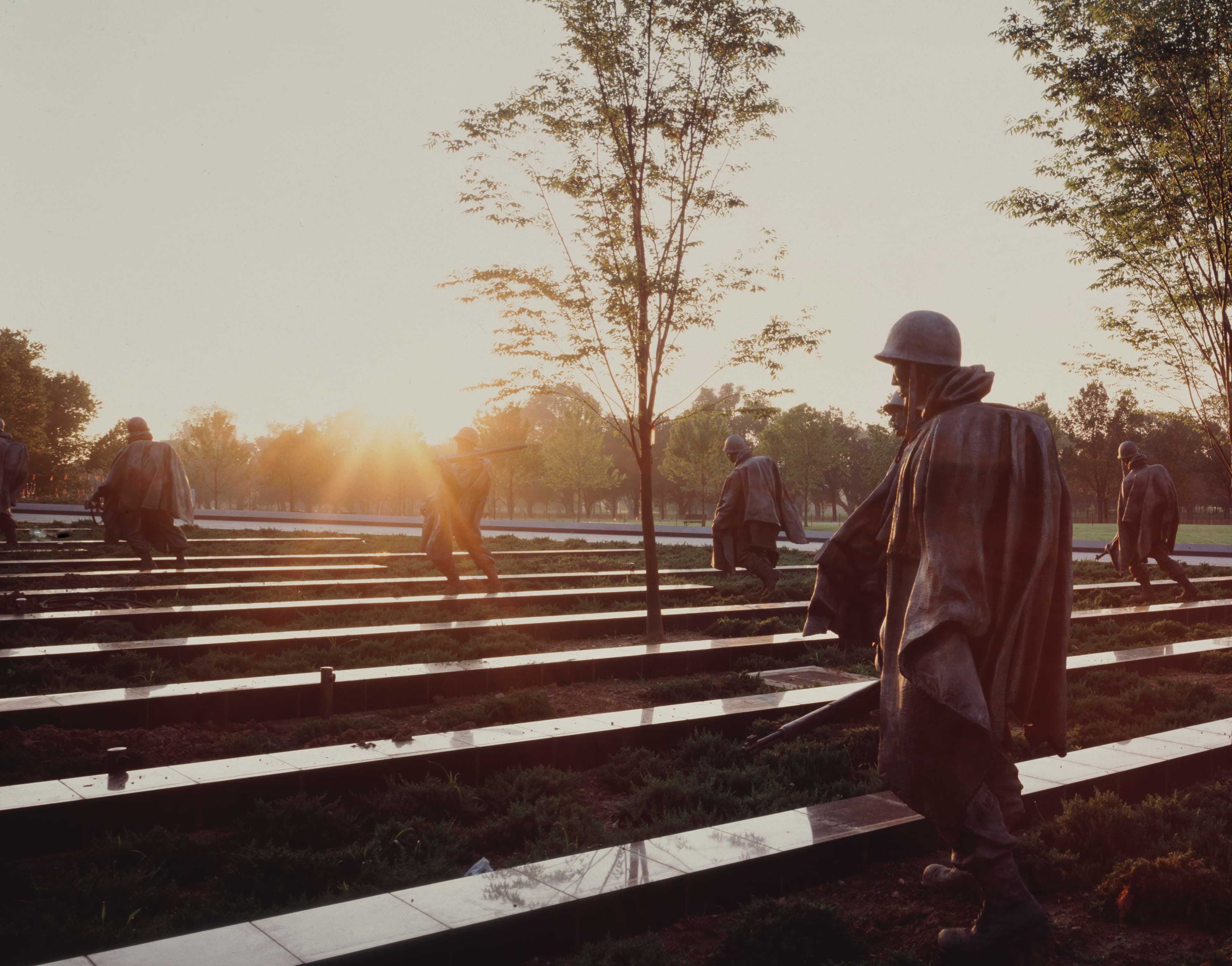 Dawn Picture of the statues within the memorial